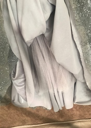 Uzun Kollu Gri Drapeli Kadın Abiye - Görsel 5