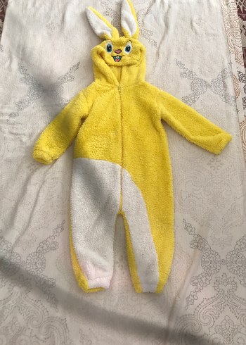 Sarı Kapüşonlu Bebek Tulumu