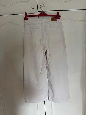 38 beden bol kesim beyaz kot pantolon - Görsel 3