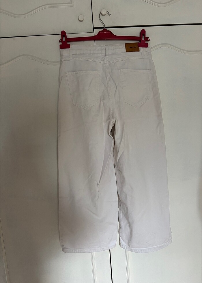 38 beden bol kesim beyaz kot pantolon - Görsel 3