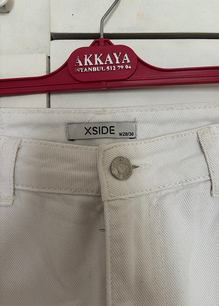 38 beden bol kesim beyaz kot pantolon - Görsel 2