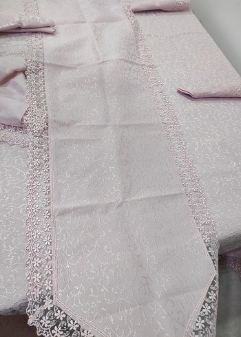 Nakışlı Pembe Masa Örtüsü - Görsel 7