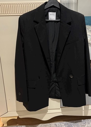 Siyah Düğmeli Midi Kadın Blazer - Görsel 3