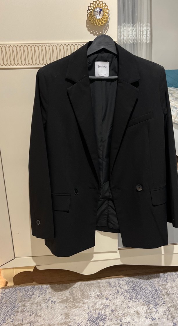 Siyah Düğmeli Midi Kadın Blazer - Görsel 3