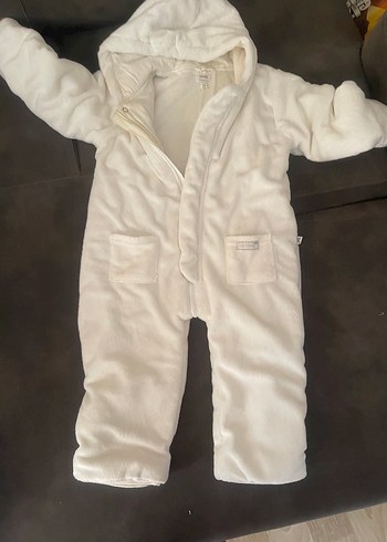 Beyaz Kürklü Kız Bebek Tulum - Görsel 2
