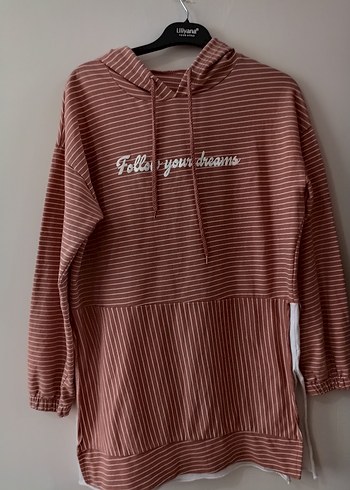 LC Waikiki Bej Kapüşonlu Uzun Kollu Oversize Sweatshirt