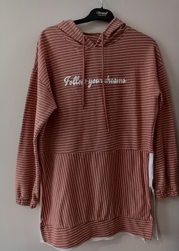 Bej Kapüşonlu Uzun Kollu Oversize Sweatshirt