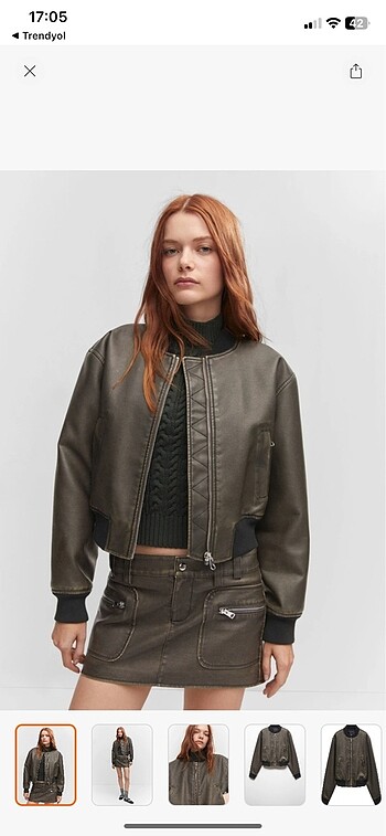 Mango Aşınmış görünümlü bomber ceket mango