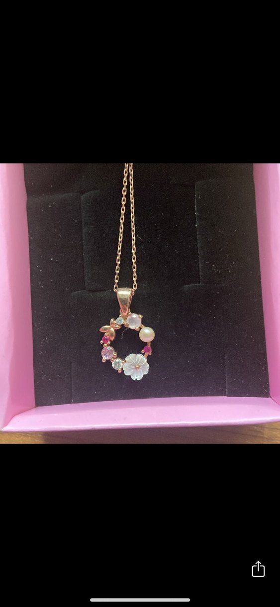 Rose gold 925 ayar gümüş çiçekli kolye - Görsel 2