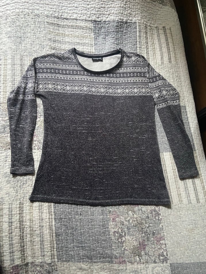 Bohem kar kış desenli Gri Örgü Kadın Kazak - Görsel 4