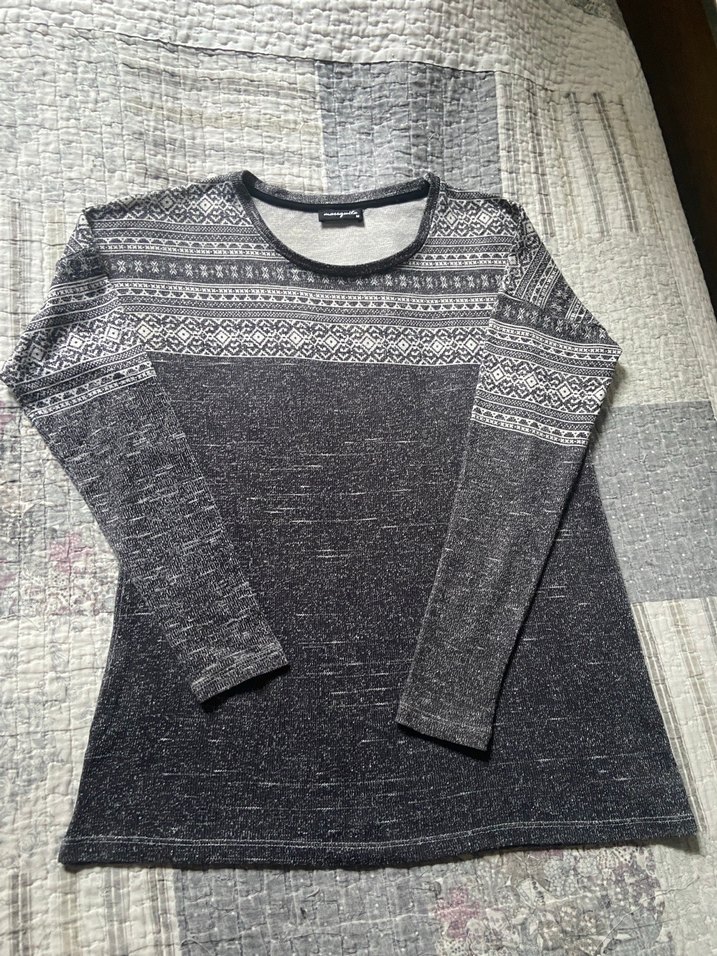 Bohem kar kış desenli Gri Örgü Kadın Kazak - Görsel 2