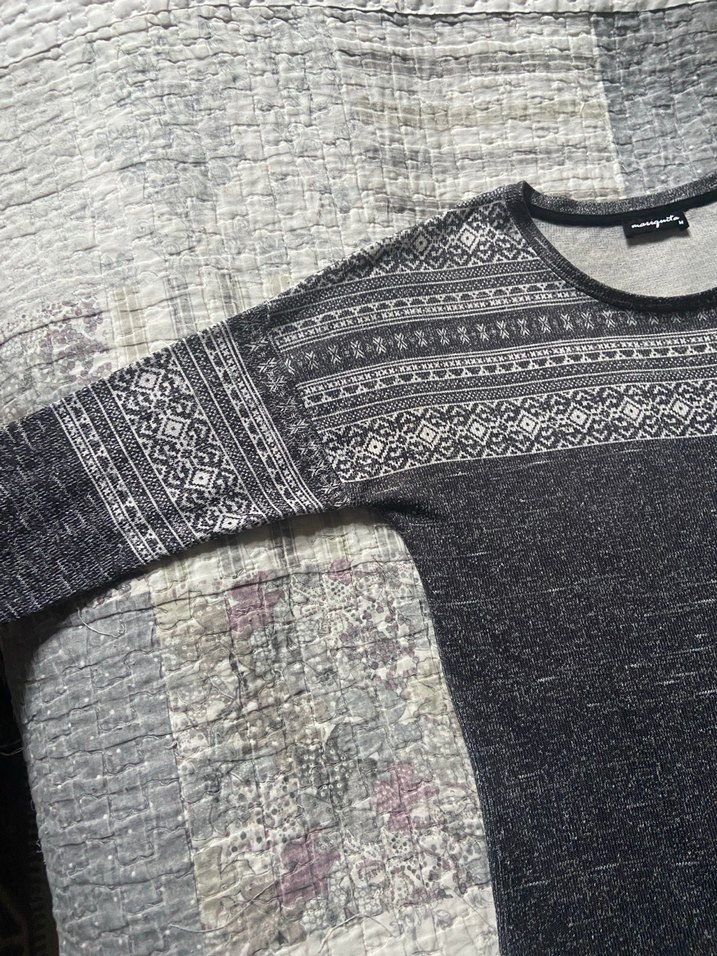 Bohem kar kış desenli Gri Örgü Kadın Kazak - Görsel 3