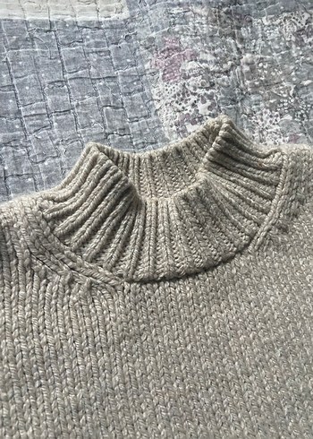 Gri Kadın Triko Bisiklet Yaka Kazak - Görsel 2