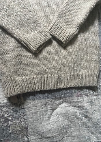 Gri Kadın Triko Bisiklet Yaka Kazak - Görsel 4