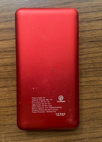 Kırmızı YK Design Kablosuz Power Bank - Görsel 2