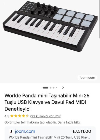 Sprout Store Panda Mini 25 Tuşlu Midi Klavye - Görsel 2