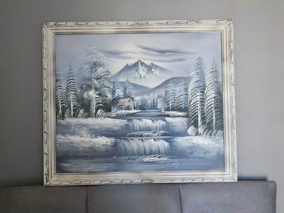 Yağlı boya kış tablosu - Görsel 3