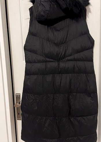 Kürk Detaylı Siyah Midi Kadın Yelek - Görsel 3