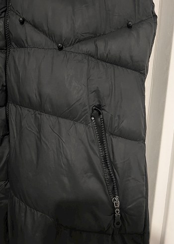 Kürk Detaylı Siyah Midi Kadın Yelek - Görsel 5