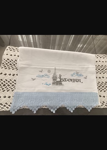 İstanbul Nakışlı Beyaz Havlu