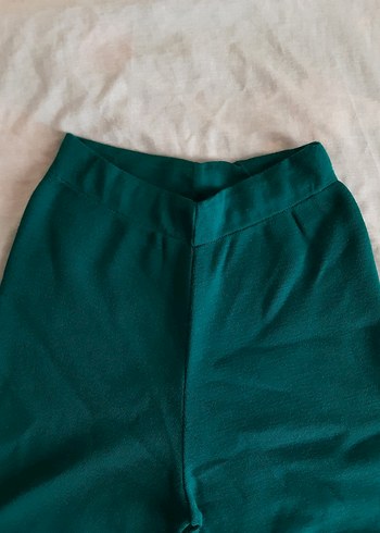 s Beden Kadın Ördek başı yeşili triko Pantolon