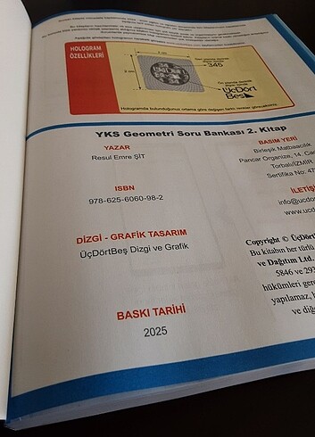 ÜçDörtBeş yayınları Geometri Konu Anlatımlı Soru bankası