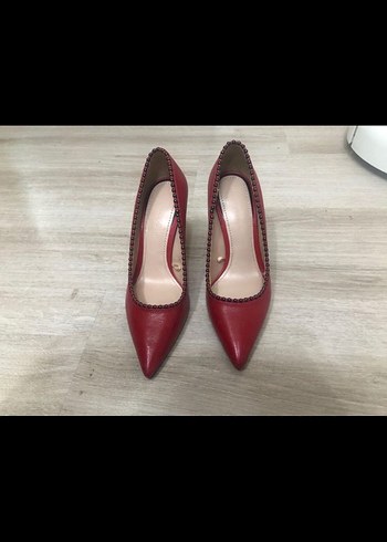 37 Beden Kırmızı Süet Stiletto Topuklu Kadın Ayakkabı
