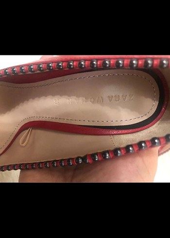 Zara Kırmızı Süet Stiletto Topuklu Kadın Ayakkabı
