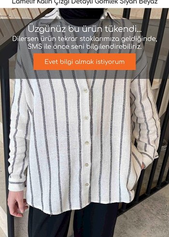 m Beden Beyaz Çizgili Uzun Kollu Kadın Gömlek