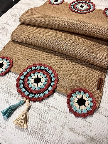 English Home Mandala motif jüt çuval runner