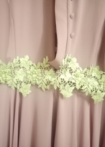 Pembe Drapeli Uzun Kollu Abiye - Görsel 4