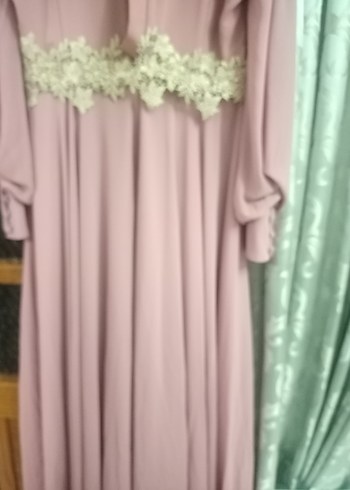 Pembe Drapeli Uzun Kollu Abiye - Görsel 5