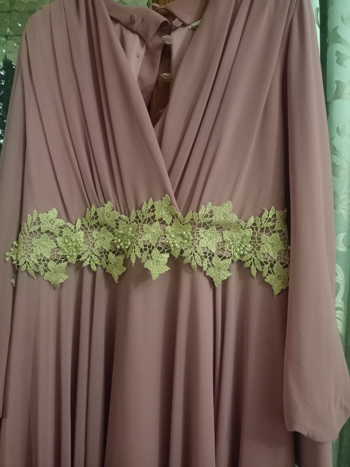 Pembe Drapeli Uzun Kollu Abiye - Görsel 2