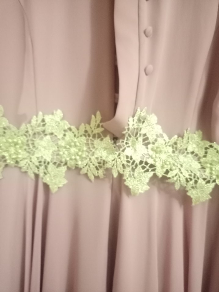 Pembe Drapeli Uzun Kollu Abiye - Görsel 4