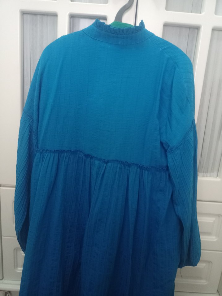 Bol kesim düğmeli Mavi Tunik(L-XL) - Görsel 2