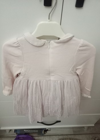 1 Yaş Kız Çocuk Toz pembe Uzun Kollu Elbise - Görsel 2