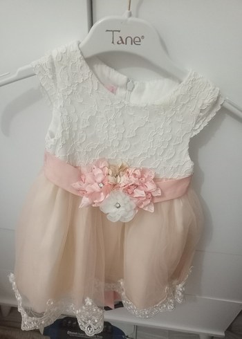 Kız Çocuk Dantel Detaylı Krem Elbise - Görsel 6