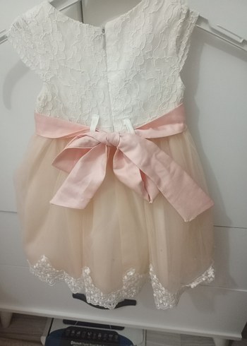 Kız Çocuk Dantel Detaylı Krem Elbise - Görsel 7