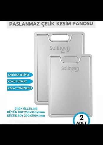 Diğer solingen Kaymaz Yapılı 18/10 Çelik Kesme Tahtası Seti