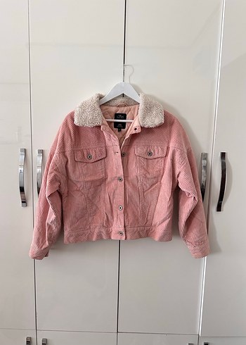 Düğmeli Pembe Midi Kadın Ceket