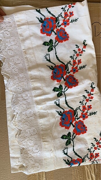 Yastık sargı kılıf dantel Kanaviçe