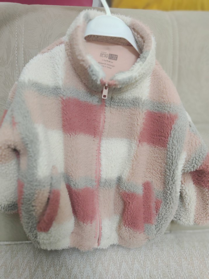 Kız Çocuk Pembe Peluş Yumuşak Poncho - Görsel 2