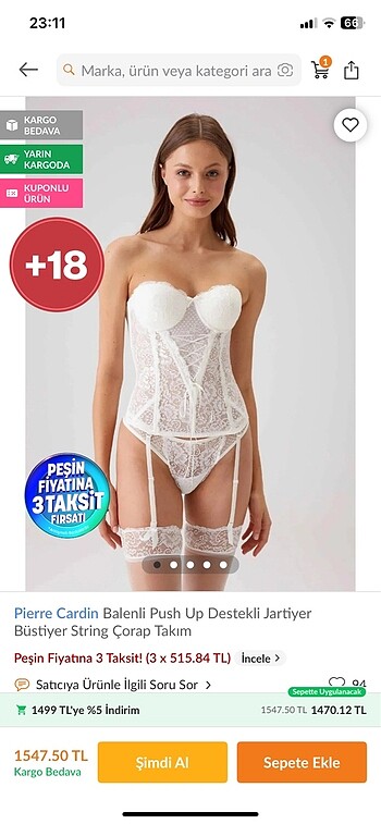 Pierre cardin jartiyer takımı