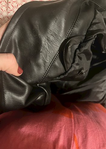 Topshop Kadın Siyah Deri Biker Ceket - Görsel 3