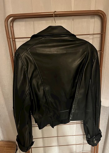 Topshop Kadın Siyah Deri Biker Ceket - Görsel 2