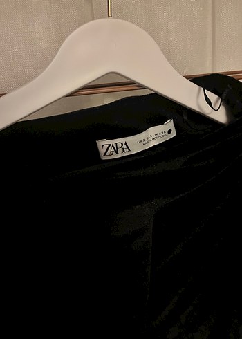 Zara Uzun Siyah Kadife Drapeli Elbise - Görsel 2