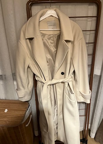 Manuka Bej Düğmeli Uzun Kaban - Görsel 2