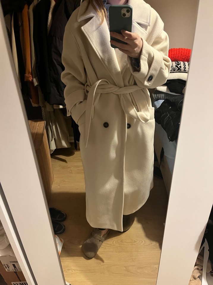 Manuka Bej Düğmeli Uzun Kaban - Görsel 4