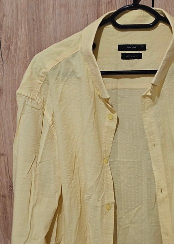 xxl Beden Sarı Erkek Keten Gömlek, Uzun Kollu, Regular Fit