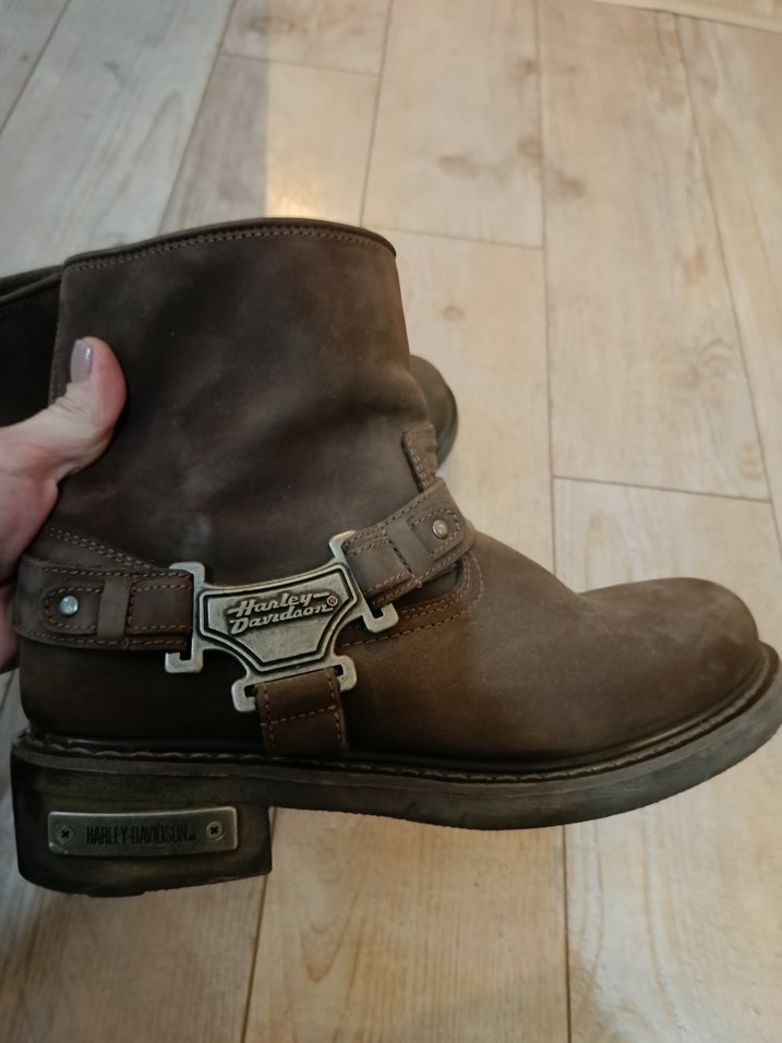 Harley Davidson Kahverengi Deri Biker Bot - Görsel 4